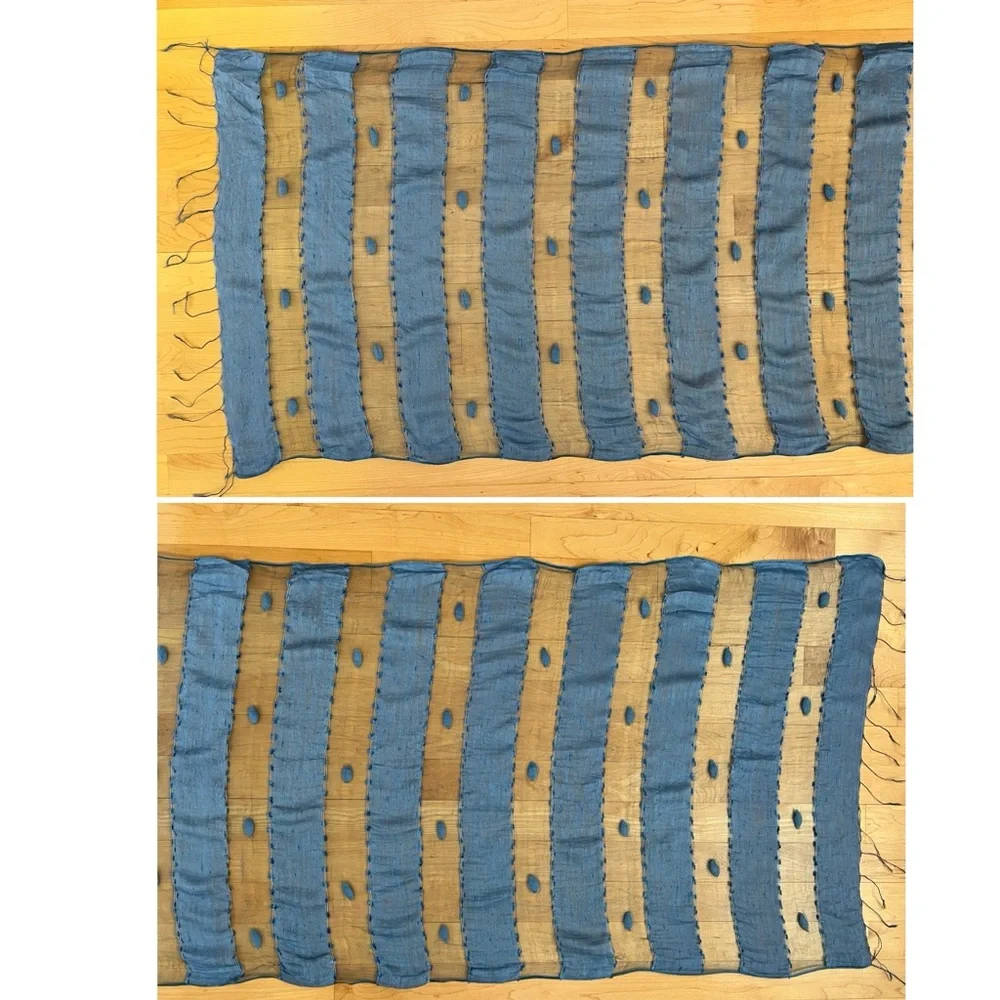 🪺New HAND WOVEN SILK PANEL SCARF/SHAWL-by BLUE PACIFIC | Vintage Denim Blue - Picture 16 of 17